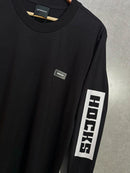Camiseta Manga Longa Hocks Logo Letter Preta